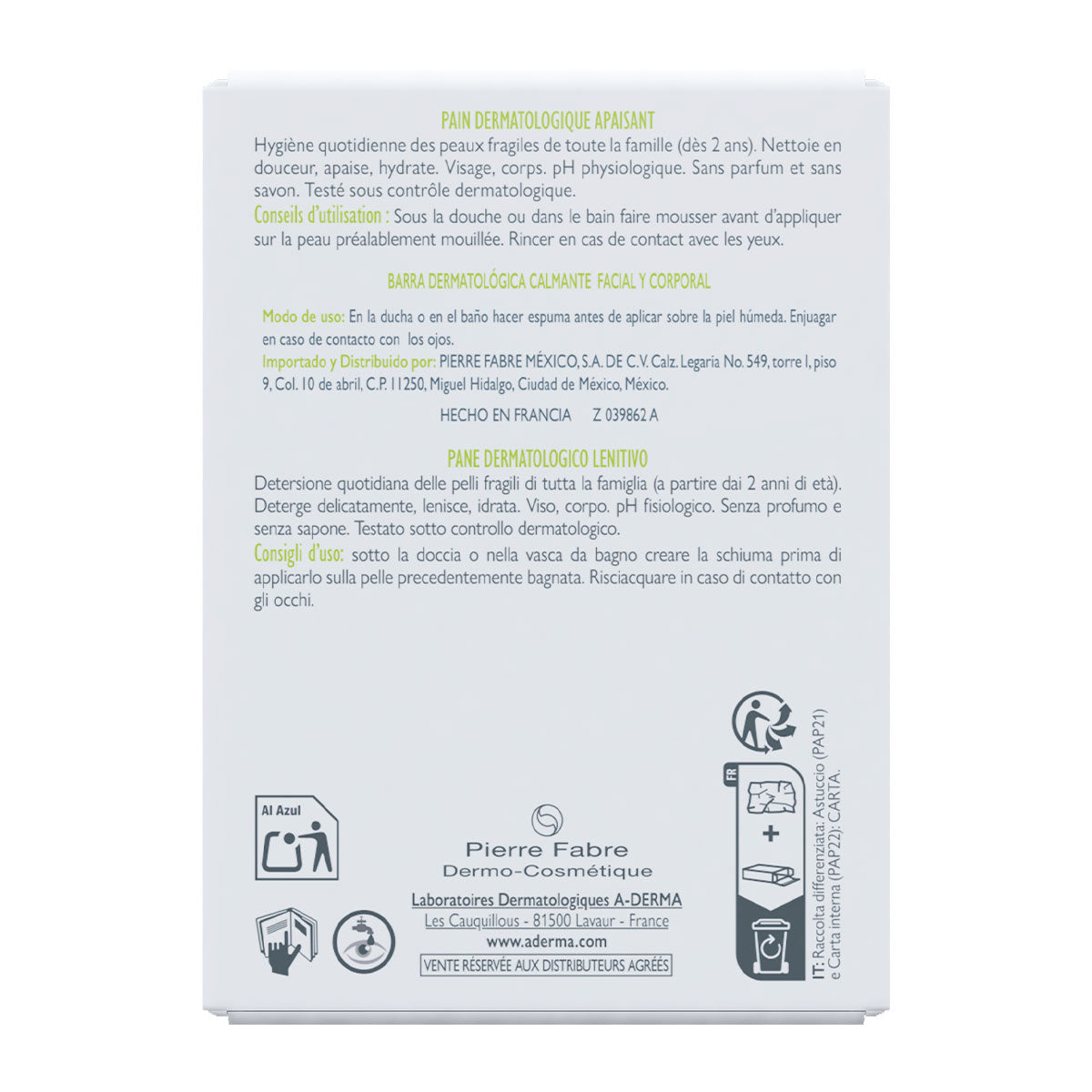 Barra Limpiadora Dermatológica Calmante 100 Gr