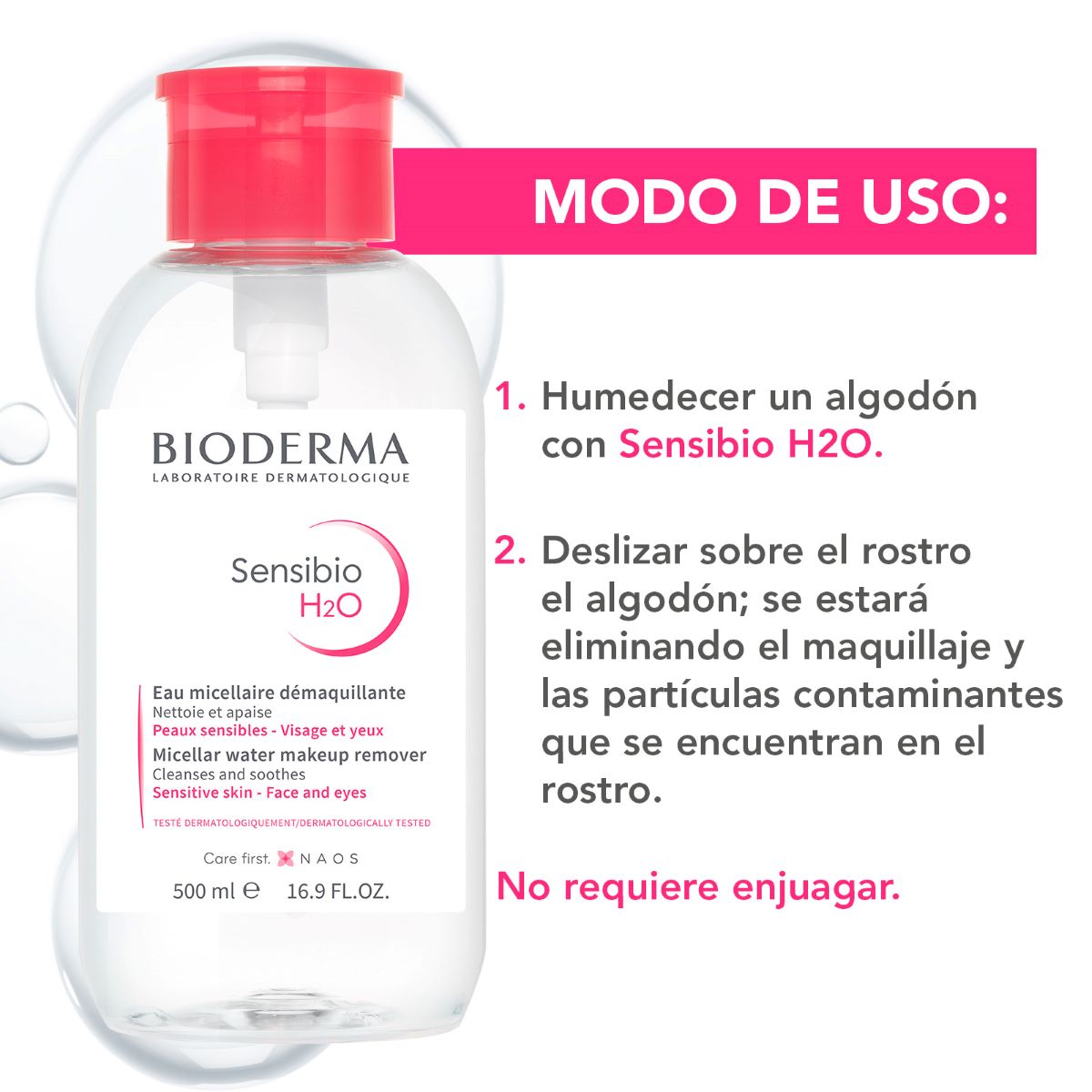 Bioderma Sensibio H2o 500 Ml Bomba Inversa