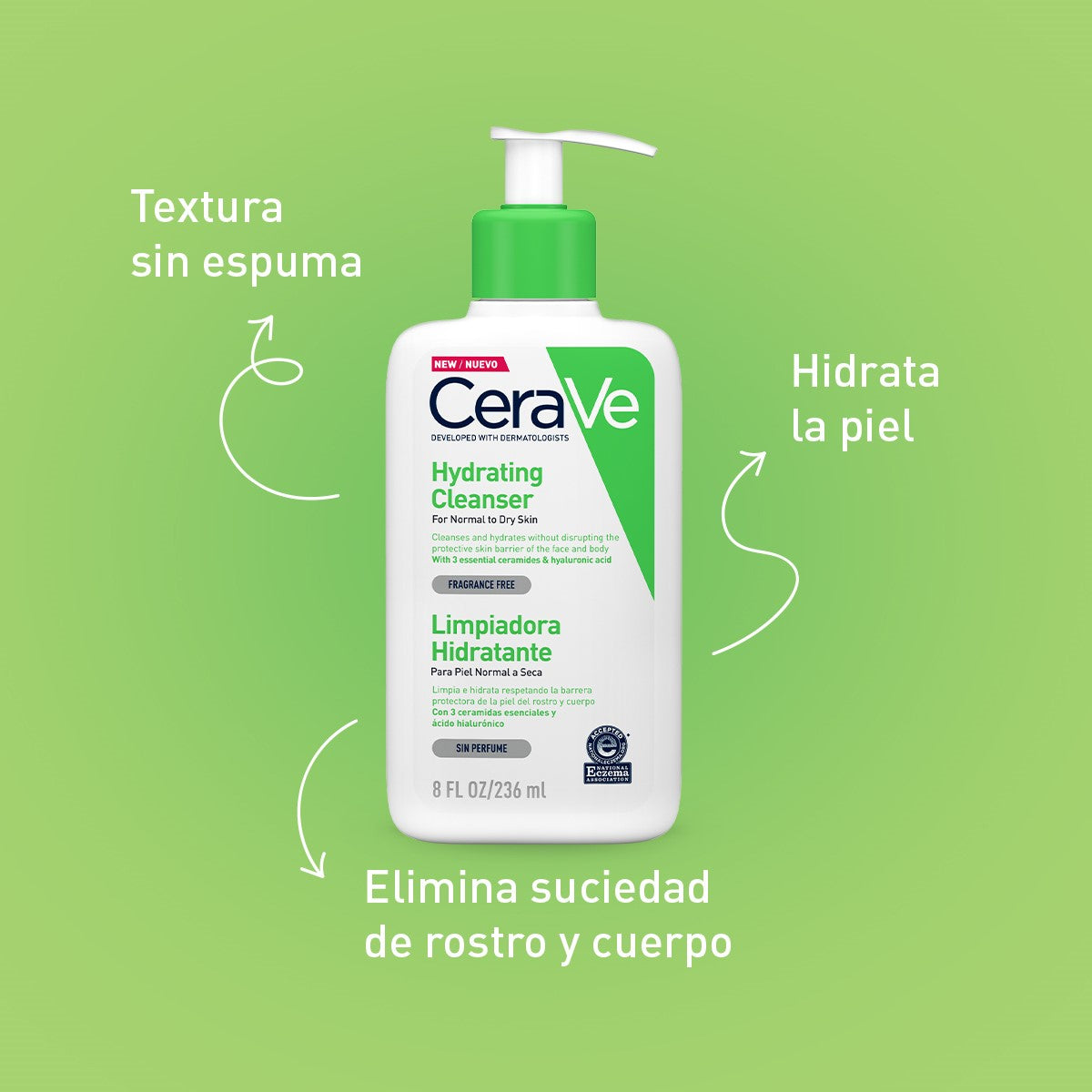 Cerave Limpiadora Hidratante, 16Oz / 473Ml